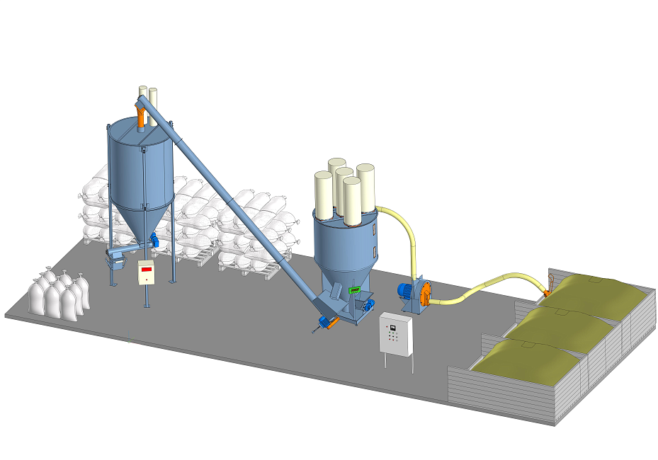 Линия приготовления рассыпного комбикорма для КРС, МРС, кроликов